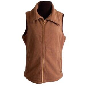 Calvin Klein L Performance Fleece Vest Zip Front Brown Jacket